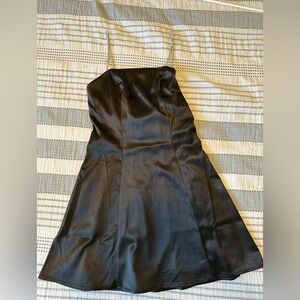 Crystal Sky - Elegant Black Satin Dress